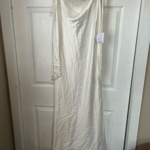 Lulu's Elegant Cream Maxi Dress